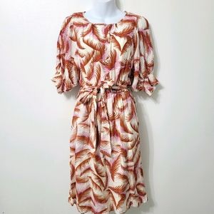 Anthropologie Multicolor Leaf Print Dress